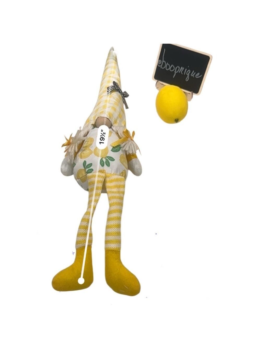 Lemon Gnome Checkered Plush Doll - Picture 3 of 8